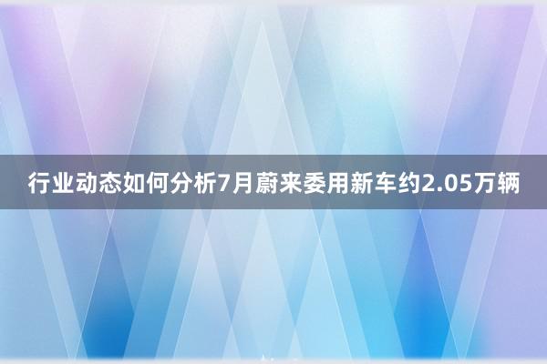 行业动态如何分析7月蔚来委用新车约2.05万辆