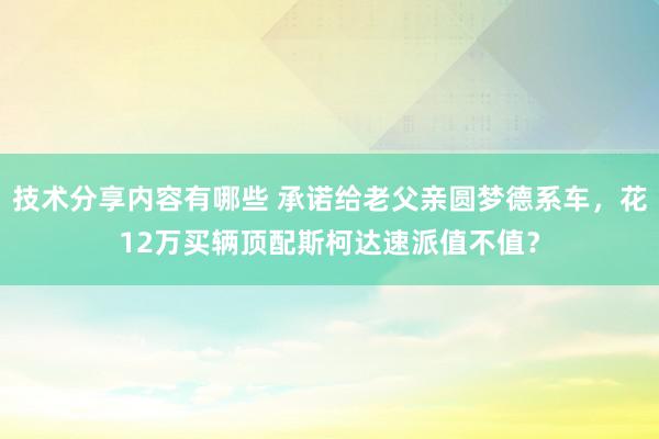 技术分享内容有哪些 承诺给老父亲圆梦德系车，花12万买辆顶配斯柯达速派值不值？