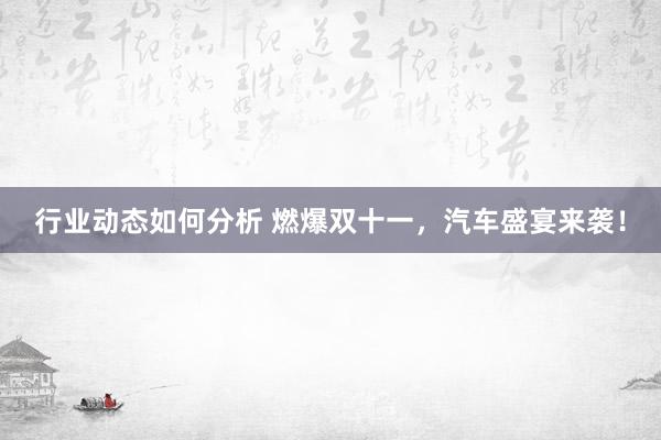 行业动态如何分析 燃爆双十一，汽车盛宴来袭！