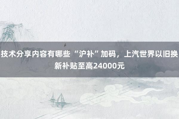 技术分享内容有哪些 “沪补”加码，上汽世界以旧换新补贴至高24000元