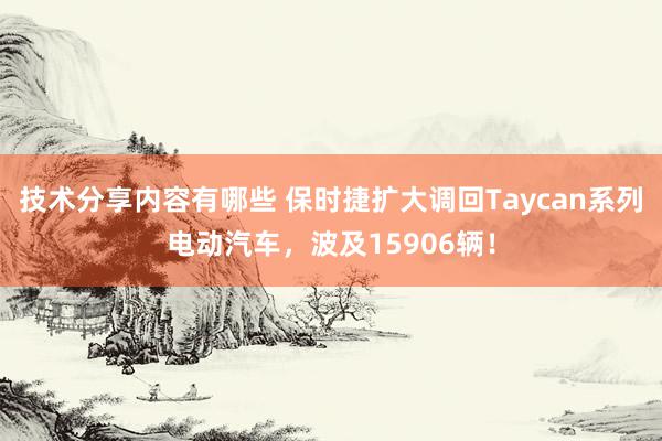 技术分享内容有哪些 保时捷扩大调回Taycan系列电动汽车，波及15906辆！