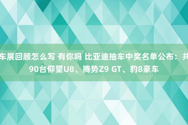 车展回顾怎么写 有你吗 比亚迪抽车中奖名单公布：共90台仰望U8、腾势Z9 GT、豹8豪车