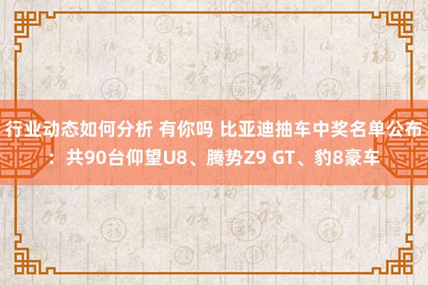 行业动态如何分析 有你吗 比亚迪抽车中奖名单公布：共90台仰望U8、腾势Z9 GT、豹8豪车