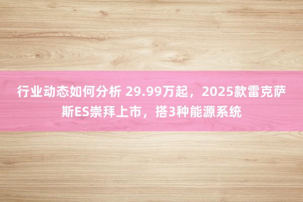 行业动态如何分析 29.99万起，2025款雷克萨斯ES崇拜上市，搭3种能源系统