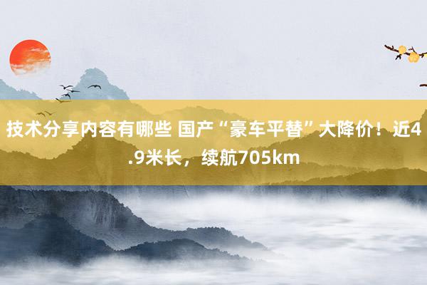 技术分享内容有哪些 国产“豪车平替”大降价！近4.9米长，续航705km