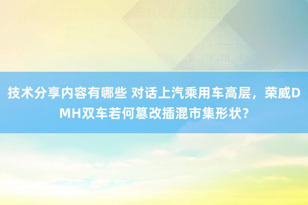 技术分享内容有哪些 对话上汽乘用车高层，荣威DMH双车若何篡改插混市集形状？