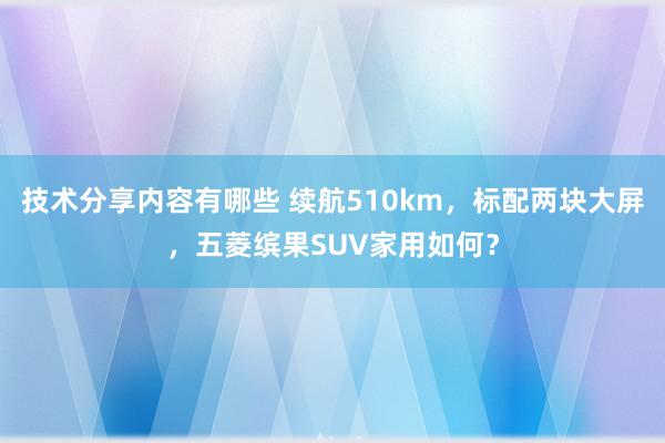 技术分享内容有哪些 续航510km，标配两块大屏，五菱缤果SUV家用如何？