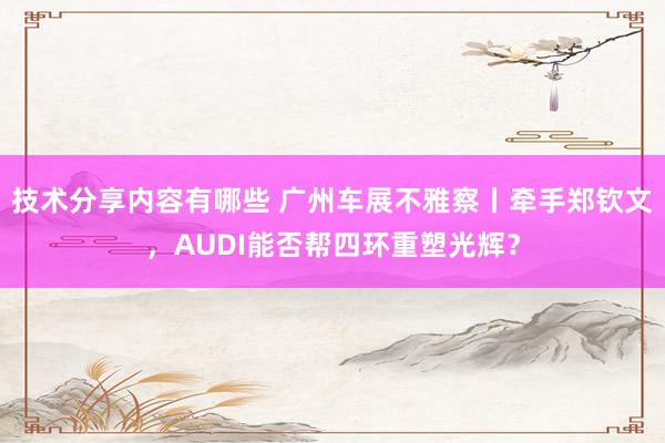 技术分享内容有哪些 广州车展不雅察丨牵手郑钦文，AUDI能否帮四环重塑光辉？