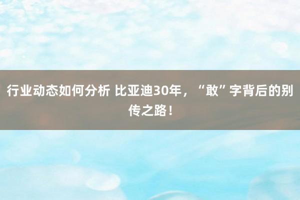 行业动态如何分析 比亚迪30年，“敢”字背后的别传之路！