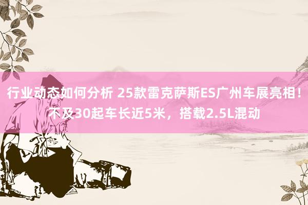 行业动态如何分析 25款雷克萨斯ES广州车展亮相！不及30起车长近5米，搭载2.5L混动