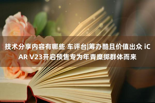 技术分享内容有哪些 车评台|筹办酷且价值出众 iCAR V23开启预售专为年青糜掷群体而来