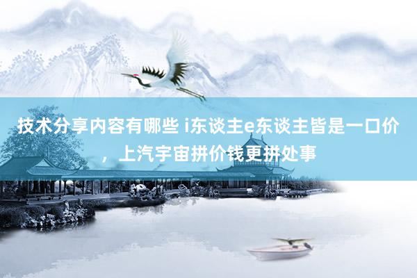 技术分享内容有哪些 i东谈主e东谈主皆是一口价，上汽宇宙拼价钱更拼处事