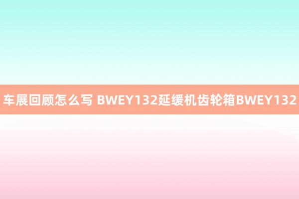 车展回顾怎么写 BWEY132延缓机齿轮箱BWEY132