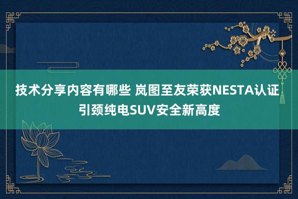 技术分享内容有哪些 岚图至友荣获NESTA认证 引颈纯电SUV安全新高度