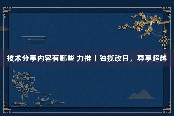 技术分享内容有哪些 力推丨独揽改日，尊享超越