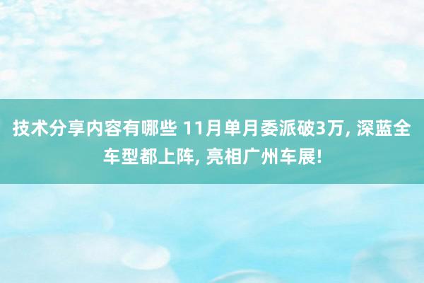 技术分享内容有哪些 11月单月委派破3万, 深蓝全车型都上阵, 亮相广州车展!