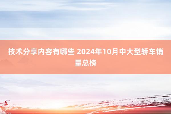 技术分享内容有哪些 2024年10月中大型轿车销量总榜