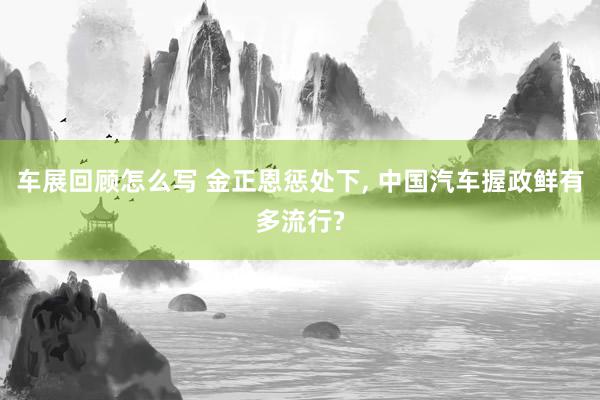 车展回顾怎么写 金正恩惩处下, 中国汽车握政鲜有多流行?