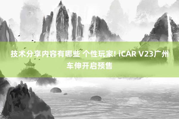 技术分享内容有哪些 个性玩家! iCAR V23广州车伸开启预售