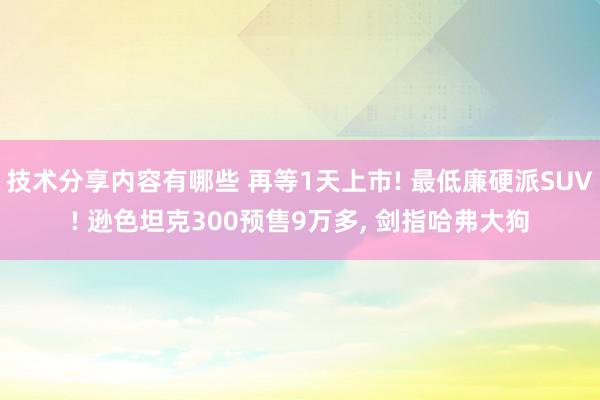 技术分享内容有哪些 再等1天上市! 最低廉硬派SUV! 逊色坦克300预售9万多, 剑指哈弗大狗