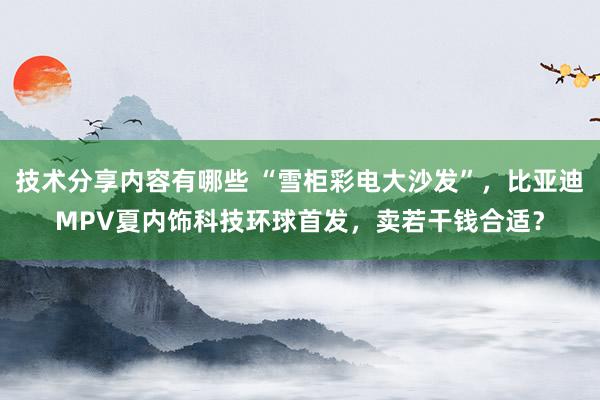 技术分享内容有哪些 “雪柜彩电大沙发”，比亚迪MPV夏内饰科技环球首发，卖若干钱合适？