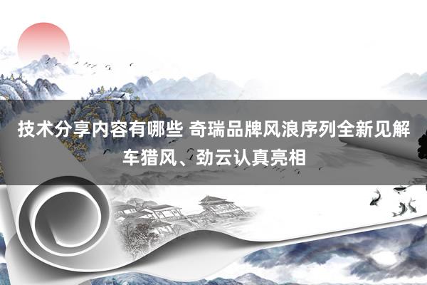 技术分享内容有哪些 奇瑞品牌风浪序列全新见解车猎风、劲云认真亮相