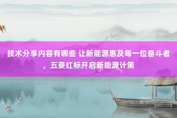 技术分享内容有哪些 让新能源惠及每一位奋斗者，五菱红标开启新能源计策