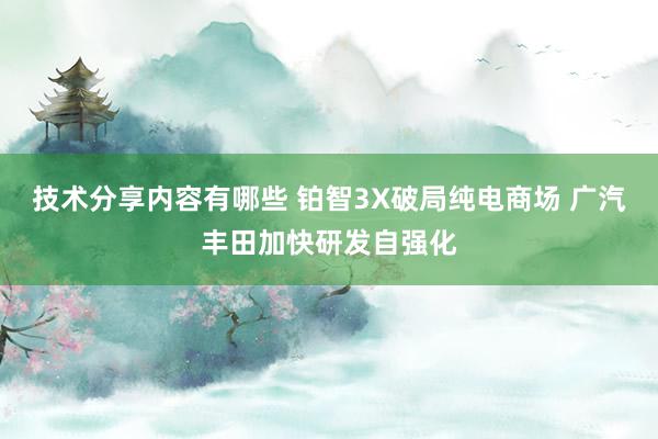 技术分享内容有哪些 铂智3X破局纯电商场 广汽丰田加快研发自强化