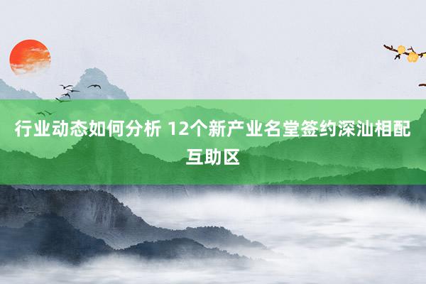 行业动态如何分析 12个新产业名堂签约深汕相配互助区