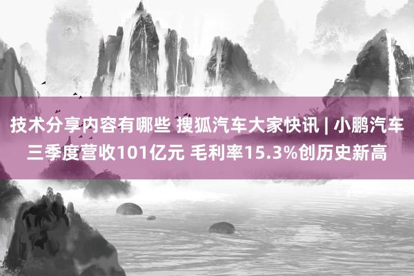 技术分享内容有哪些 搜狐汽车大家快讯 | 小鹏汽车三季度营收101亿元 毛利率15.3%创历史新高