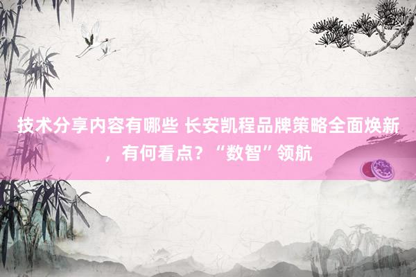 技术分享内容有哪些 长安凯程品牌策略全面焕新，有何看点？“数智”领航