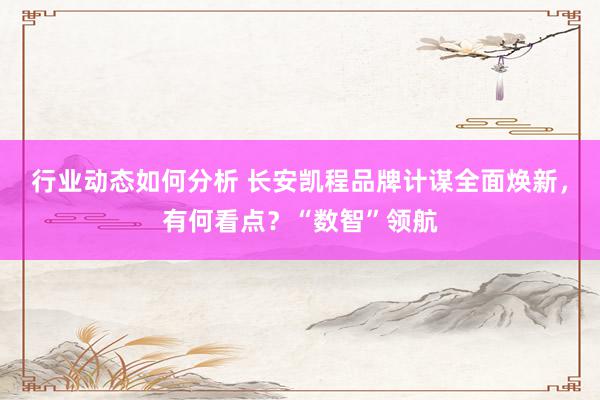 行业动态如何分析 长安凯程品牌计谋全面焕新，有何看点？“数智”领航